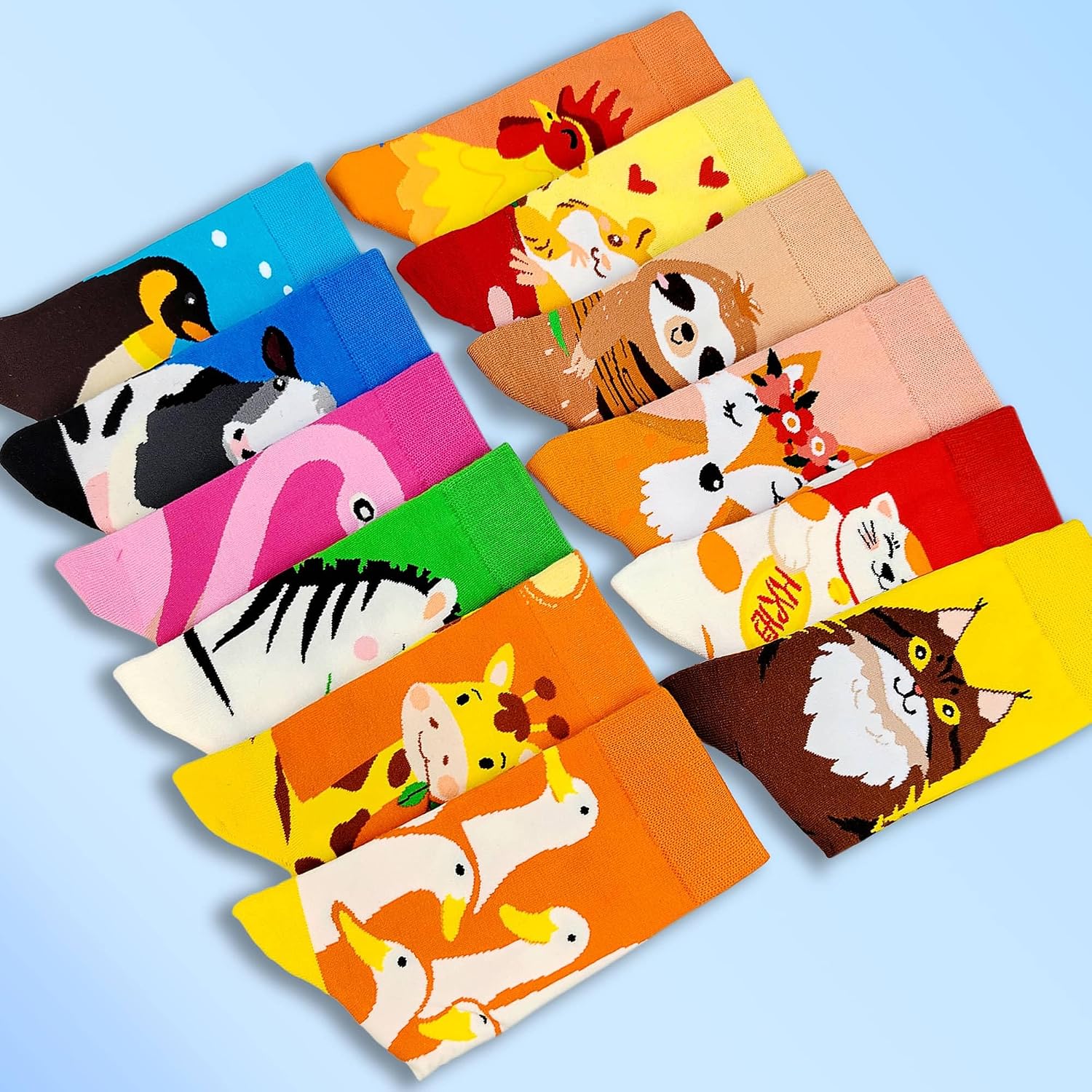 Fasefunn Colorful Socks for women Fun Funny Funky Animal Marvel Pattern Sock Calf Pack, Premium Cotton, Size 6-11