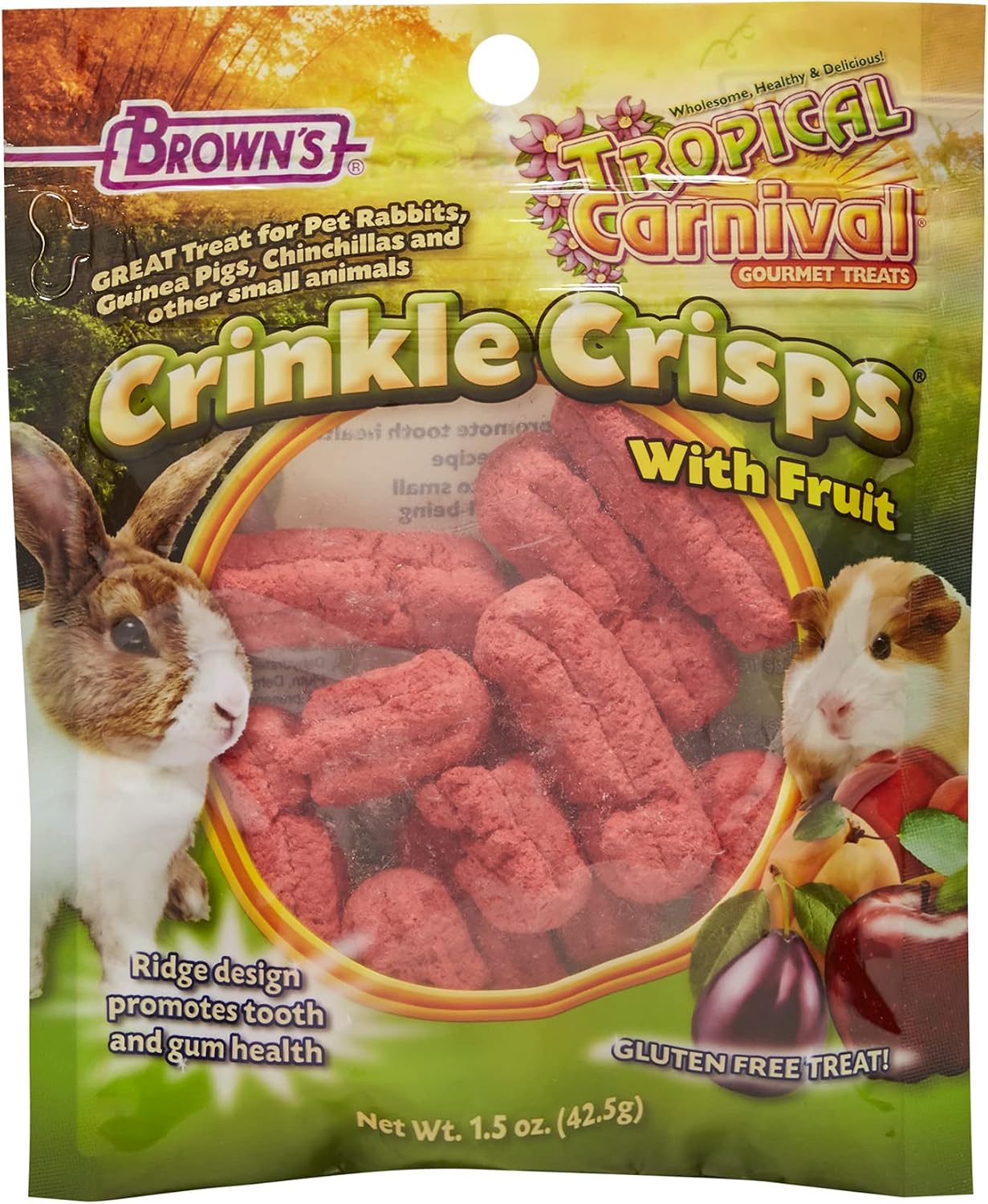 F.M. Brown's Tropical Carnival Crinkle Crisps with Fruit, 1.5-oz Bag - Gluten Free Small Animal Treats with Dental Ridges to Promote…