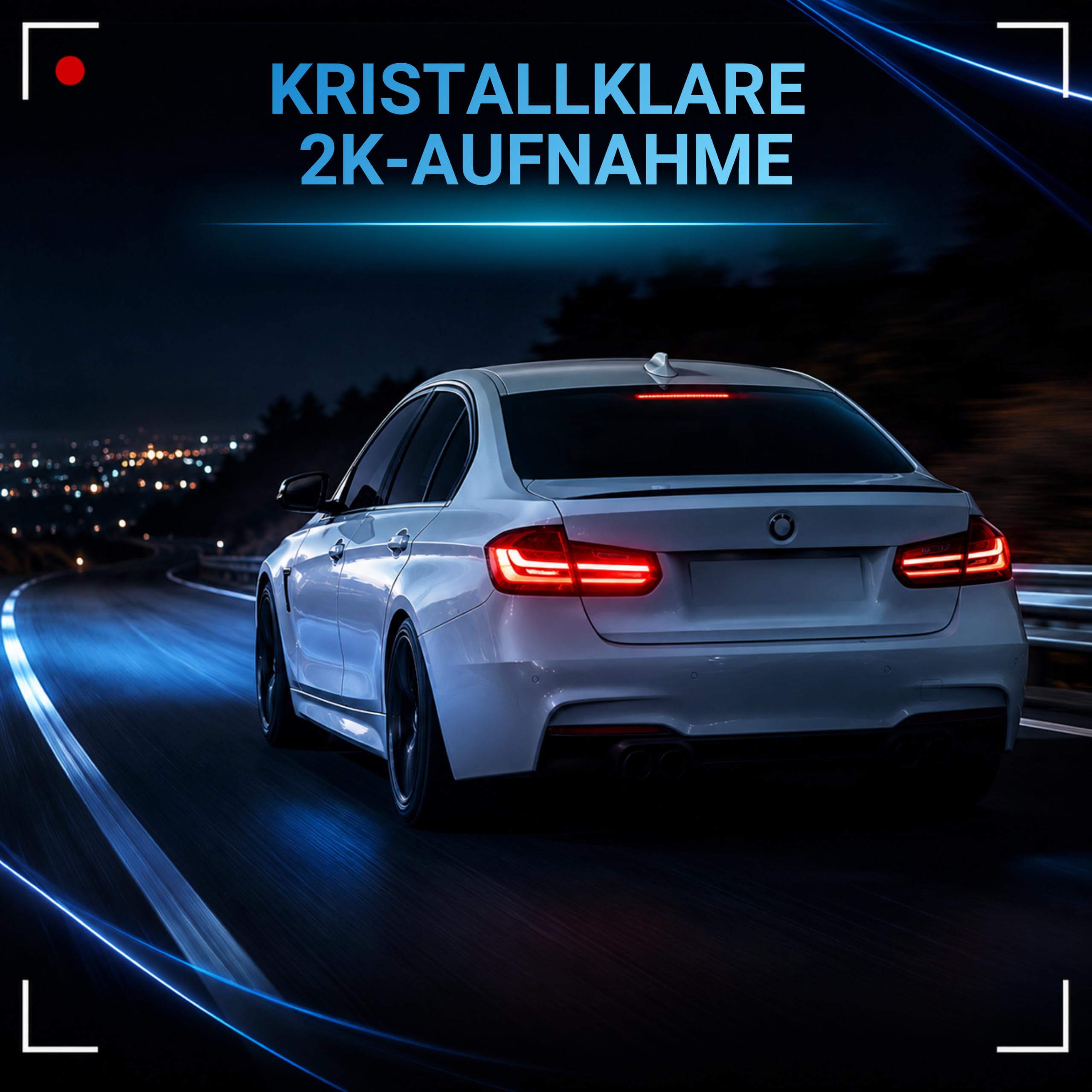 AutoSky 2K Dashcam Auto Kamera mit WLAN, G-Sensor, Loop-Aufnahme, Nachtsicht, 32GB SD-Karte, Weitwinkel Dash Cam fürs Auto
