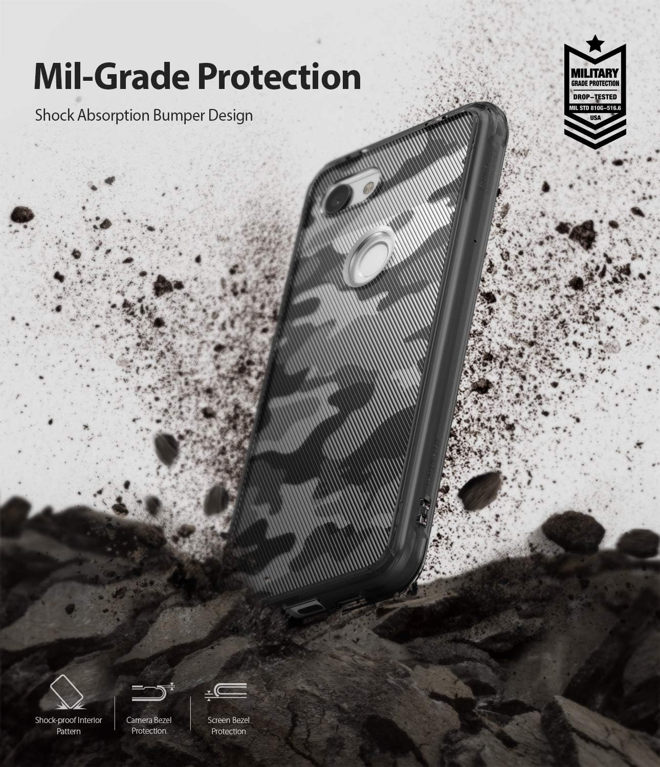 Ringke Fusion Designed DDP Compatible with Google Pixel 3a Case Protective Cover 5.6" (2019) - Camo Black