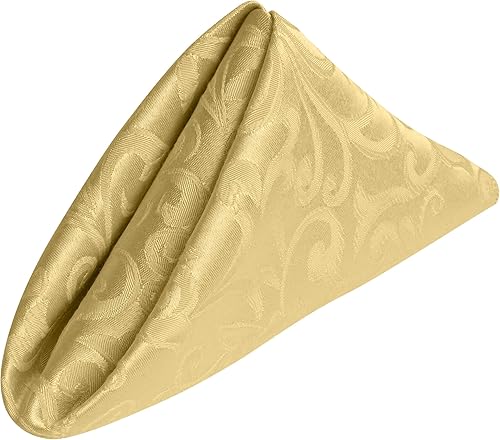 Miniatura 2 de Ultimate Textile -1 docena - Servilletas Somerset de tela damasco (17.0 x 17.0 in), color dorado