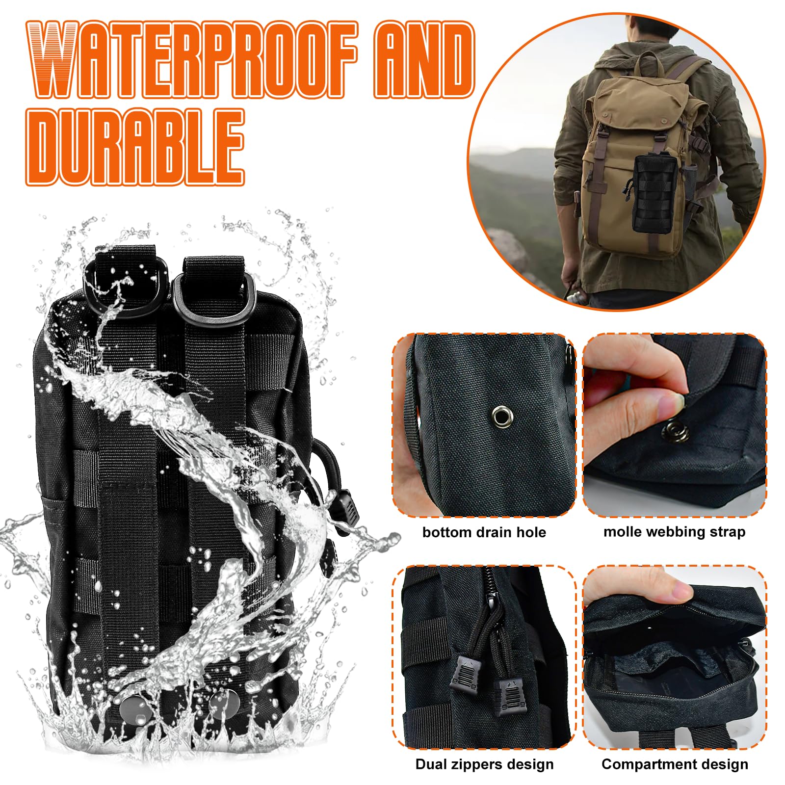 Borsello Da Cintura Tattico - Piccolo, Impermeabile, Per Outdoor, Ciclismo, Trekking - Foto 5