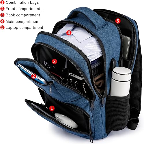 Miniatura 2 de Mochila escolar para adolescentes y estudiantes universitarios - Mochila para laptop de 15.6 pulgadas con puerto de carga USB, resistente al agua,