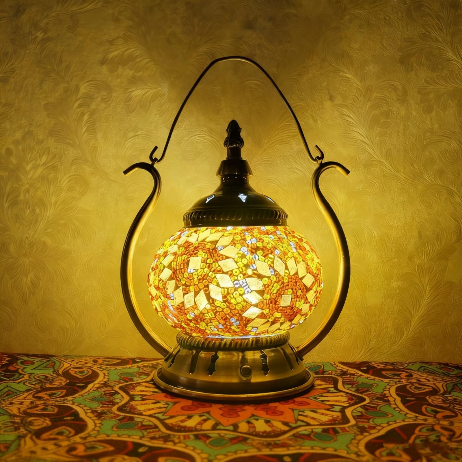 Turco esotico mosaico neon segno lampada da tavolo fatto a mano stile marocchino retro ombra luci decorative per camera da letto Natale Halloween ufficio bar decorazione d'arte