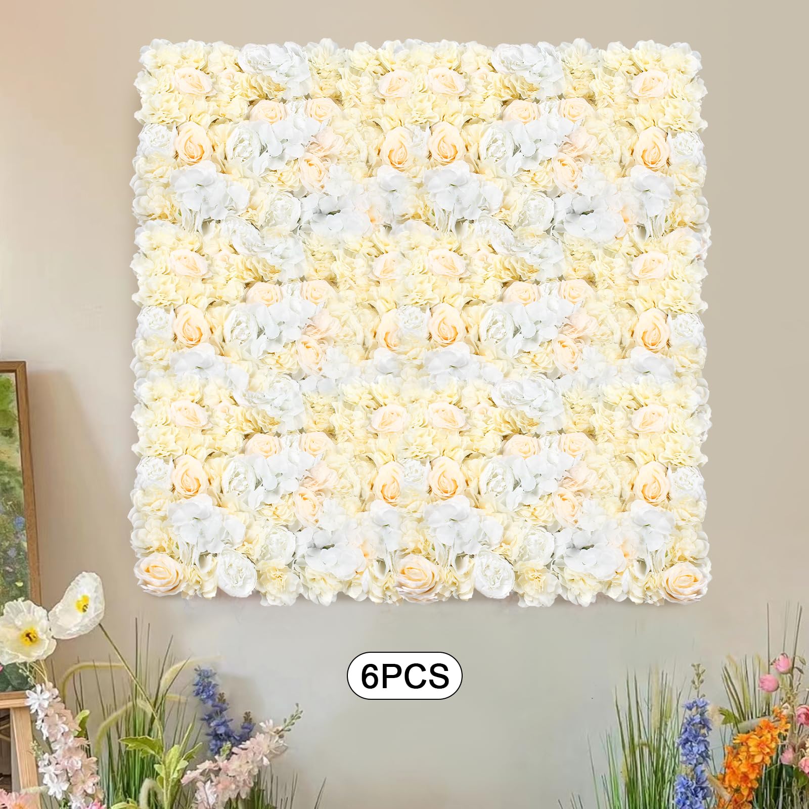 6 Stück Künstliche Blumen Wandpaneele 40X60Cm Künstliche Blumenwand | Kunstblumen Deko Rosenwand Realistische, Seidenstoff, DIY-Dekoration Für Verschiedenen Anlässen, Geschenk