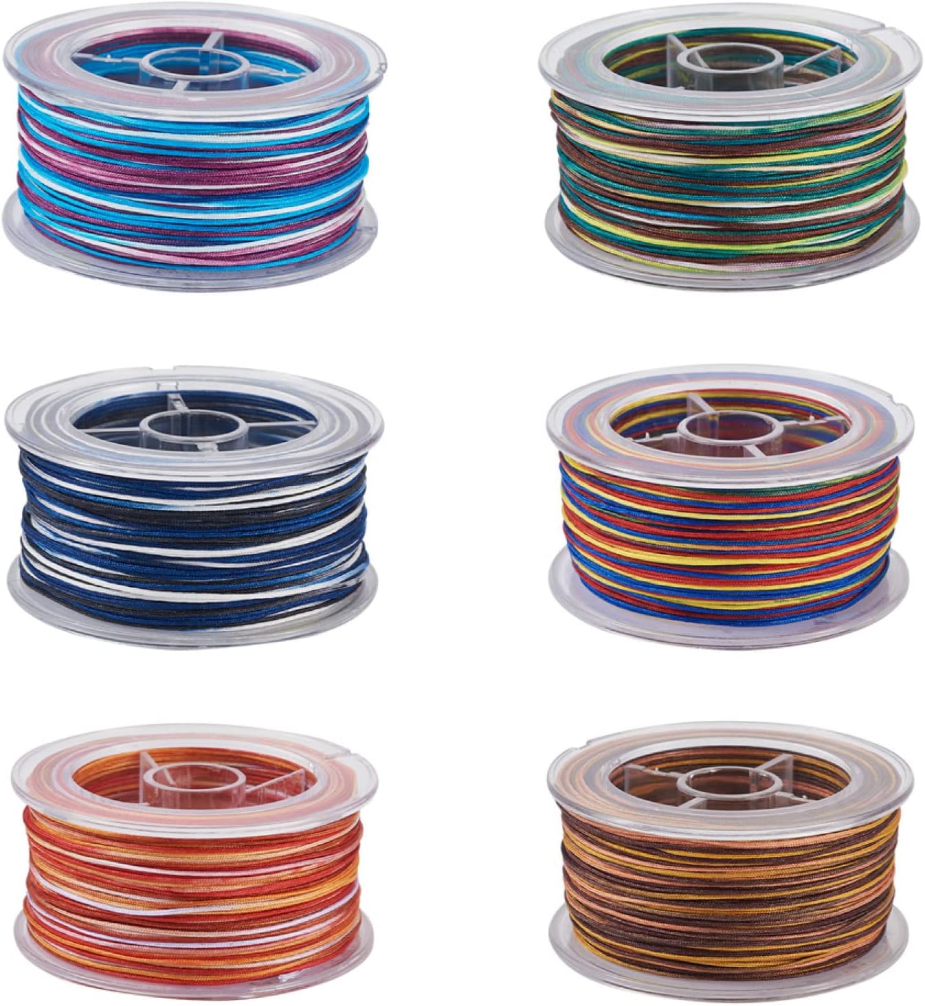6 Rolls Polyester Beading Threads Segment Dyed Polyester Crafts Cords Mixed Color Bracelet Strings Jewelry Wires for DIY Bracelets Chinese Knotting Kumihimo Jewelry Crafts Making Supplies