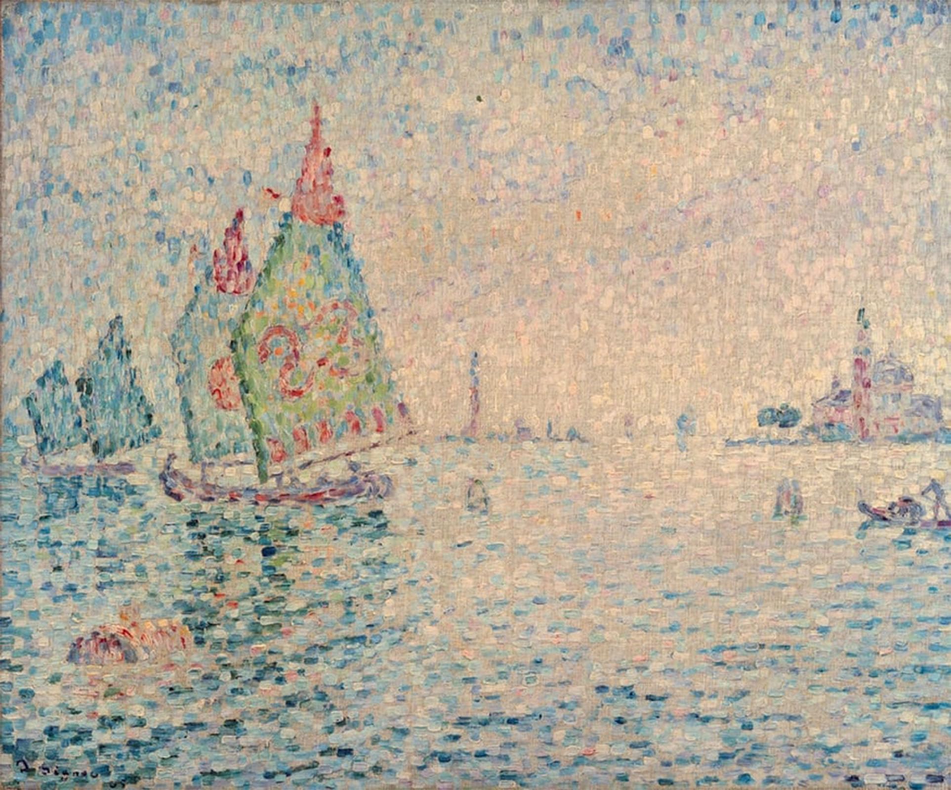 Posteriik No Frame Famous Modern Artwork Art Mural The Islands Of The Lagoon By Paul Signac Oil Paintings Pictures For Home Decor 60X90cm