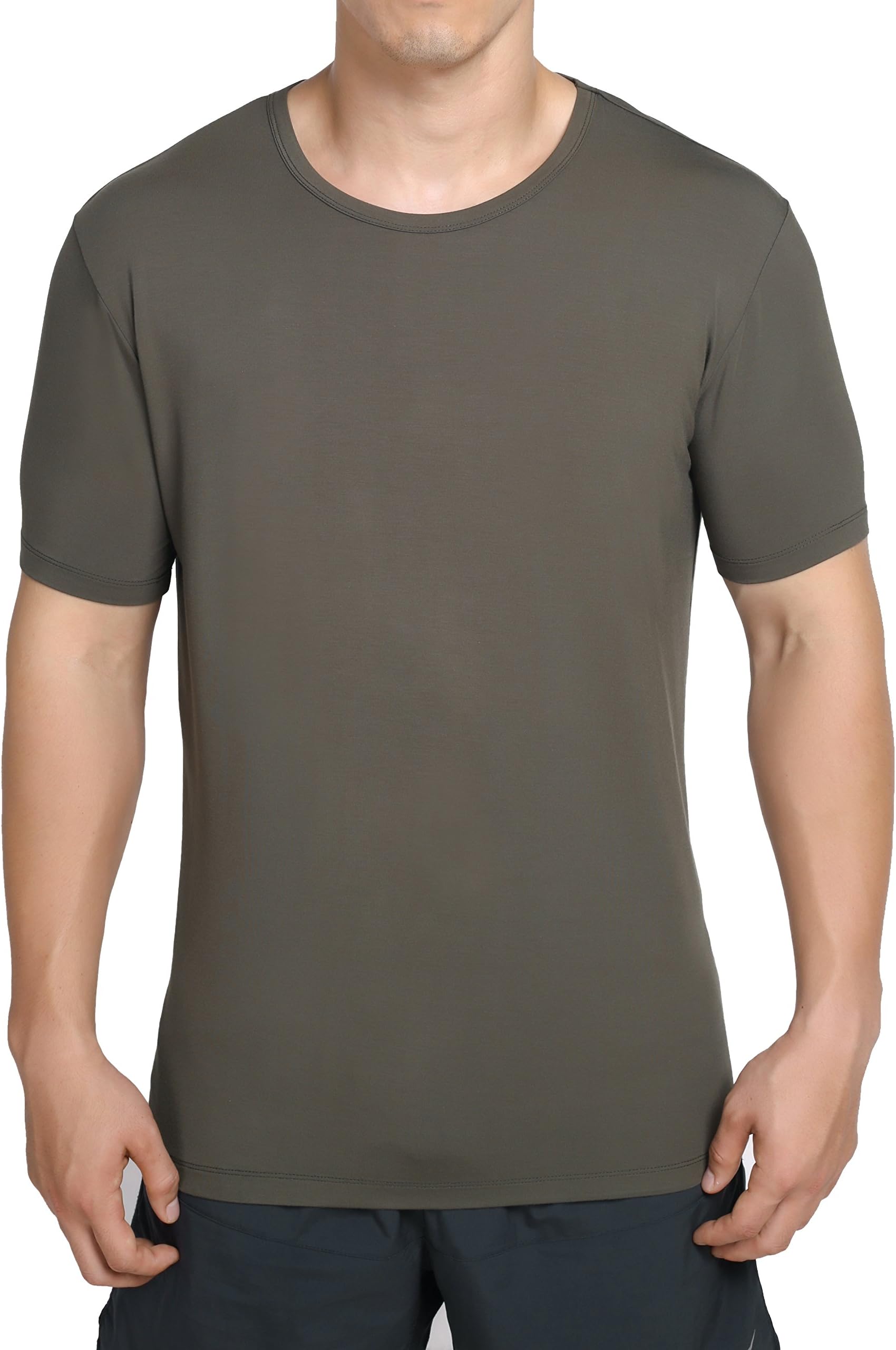 Bamboo T-Shirt for Men, Breathable Soft Plain Men's Undershirts - Crew Neck