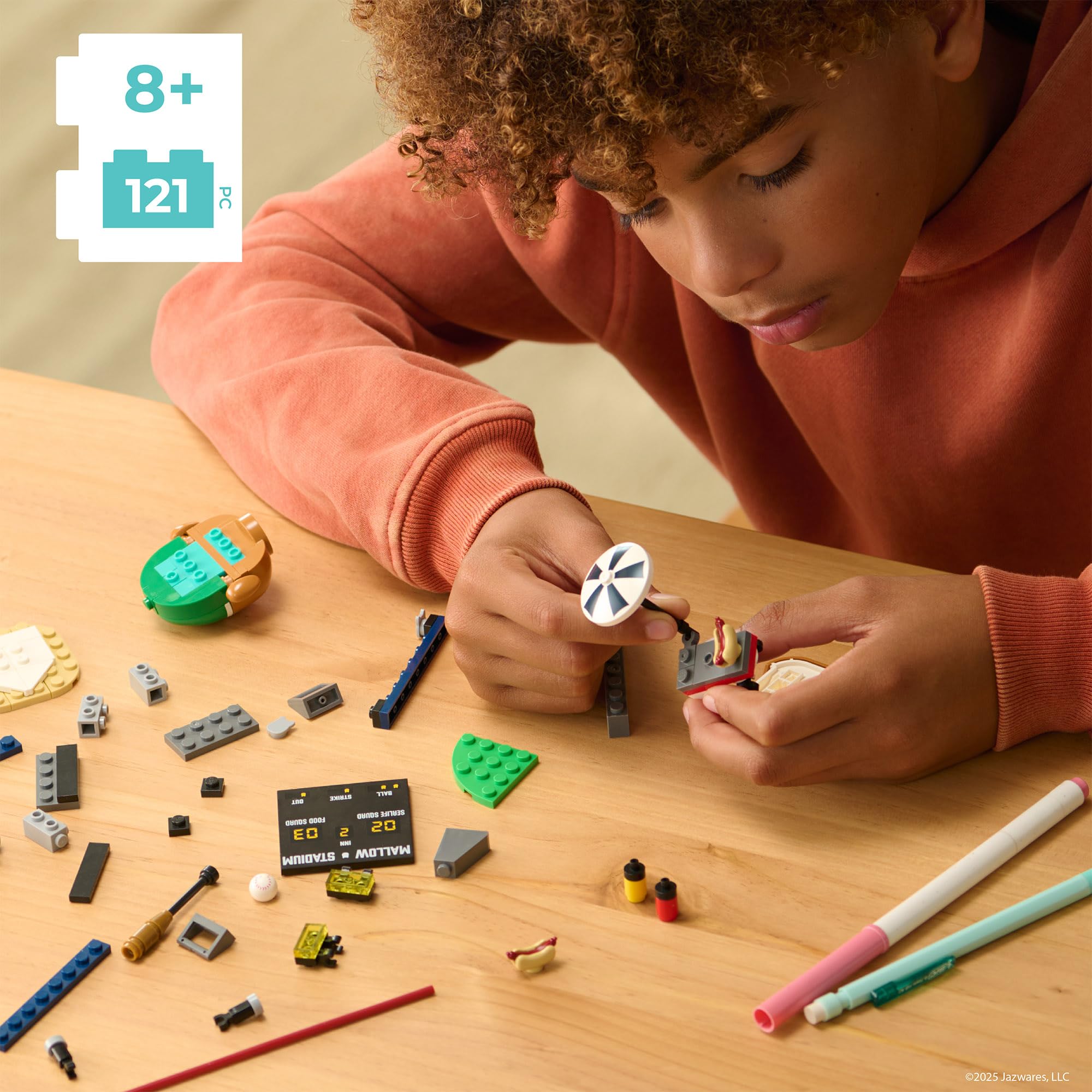 BLDR Squishmallows 121-piece Avery’s Ball Game Building Set 0044 - Includes Squishmallows Buildable Figure Avery, Green - Image 2