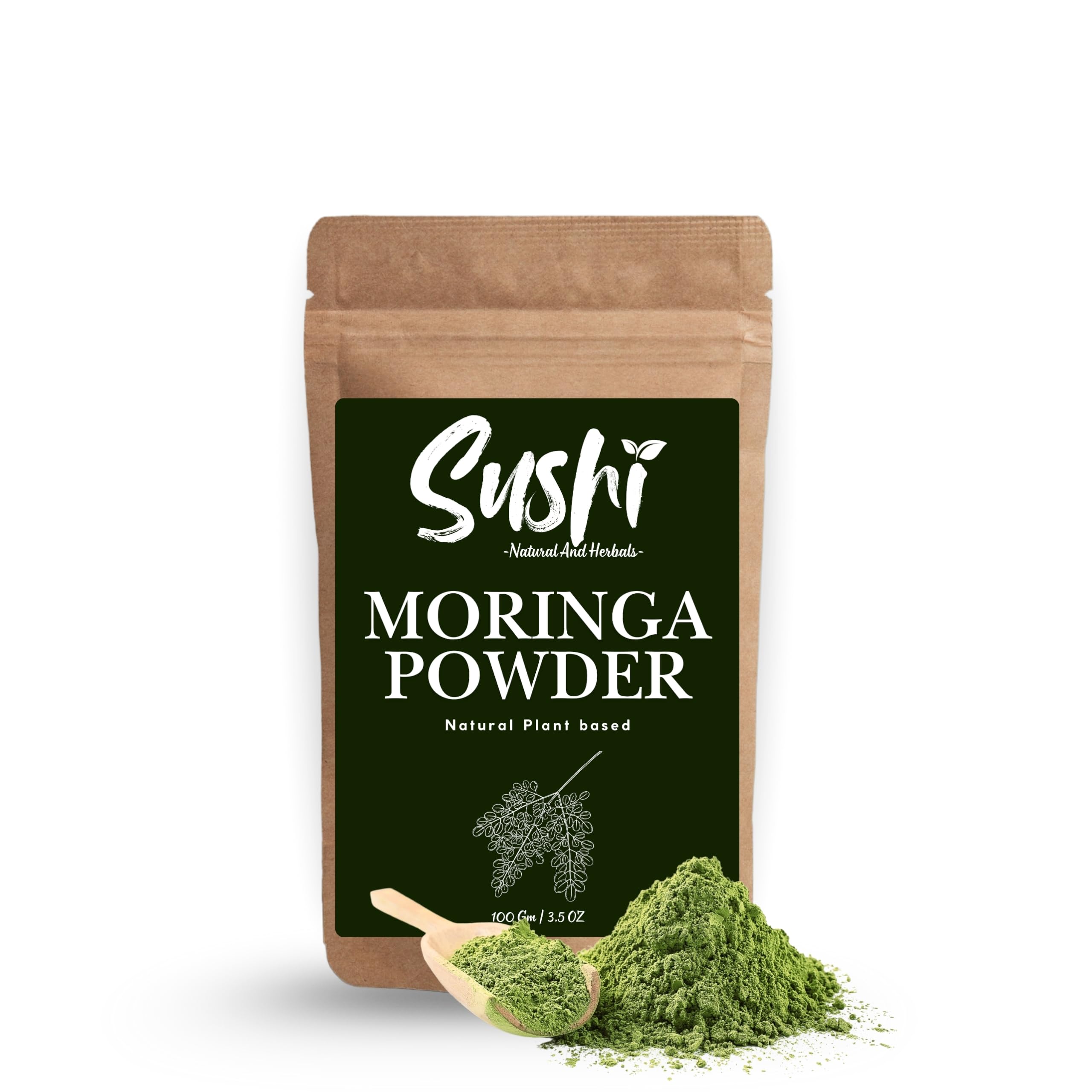 Sushi Moringa Powder | Organic Ayurvedic Superfood | Natural Energy, Hair Growth & Weight Loss Supplement | Pure Moringa Leaves Powder | Pack of 1 | 100gm
