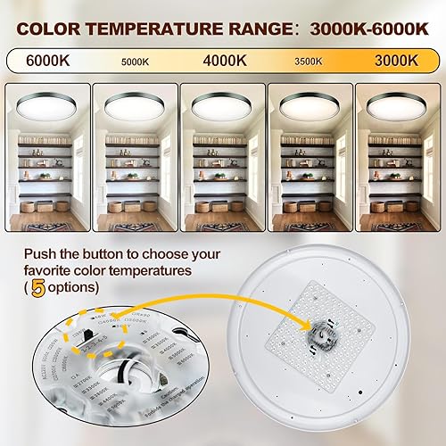 Miniatura 3 de DLLT - Lámpara de techo redonda de cristal de 45 W, moderna lámpara LED regulable cerca del techo, lámpara de techo azul de 20 pulgadas para