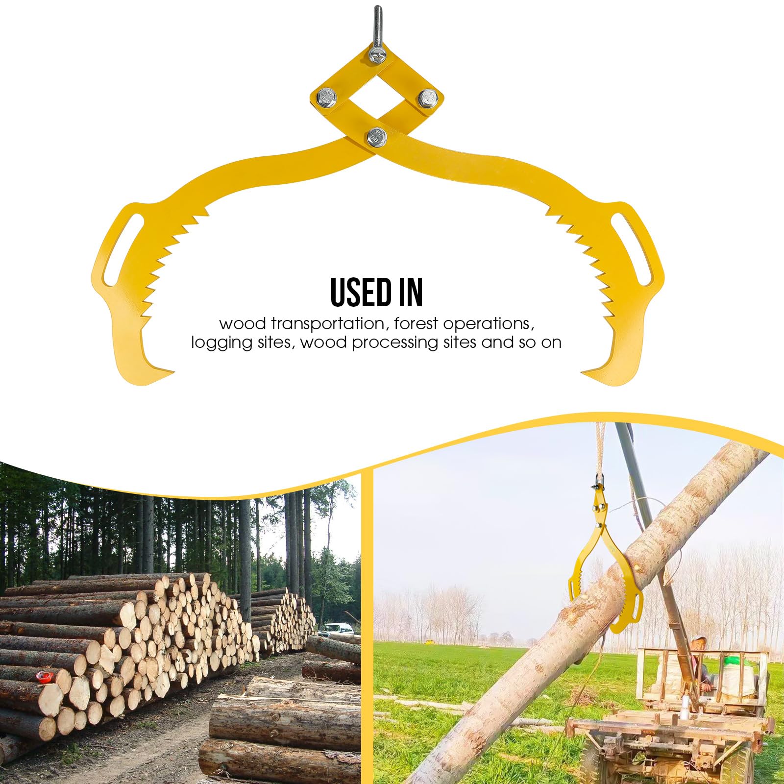 SWAWIS Pinza Forestal para Elevar Troncos de Acero Aleado, Pinzas para Levantar Troncos de Hasta 760mm, Capacidad de Carga: 1500 kg, Pinza para Trabajos Pesados Garra para Madera