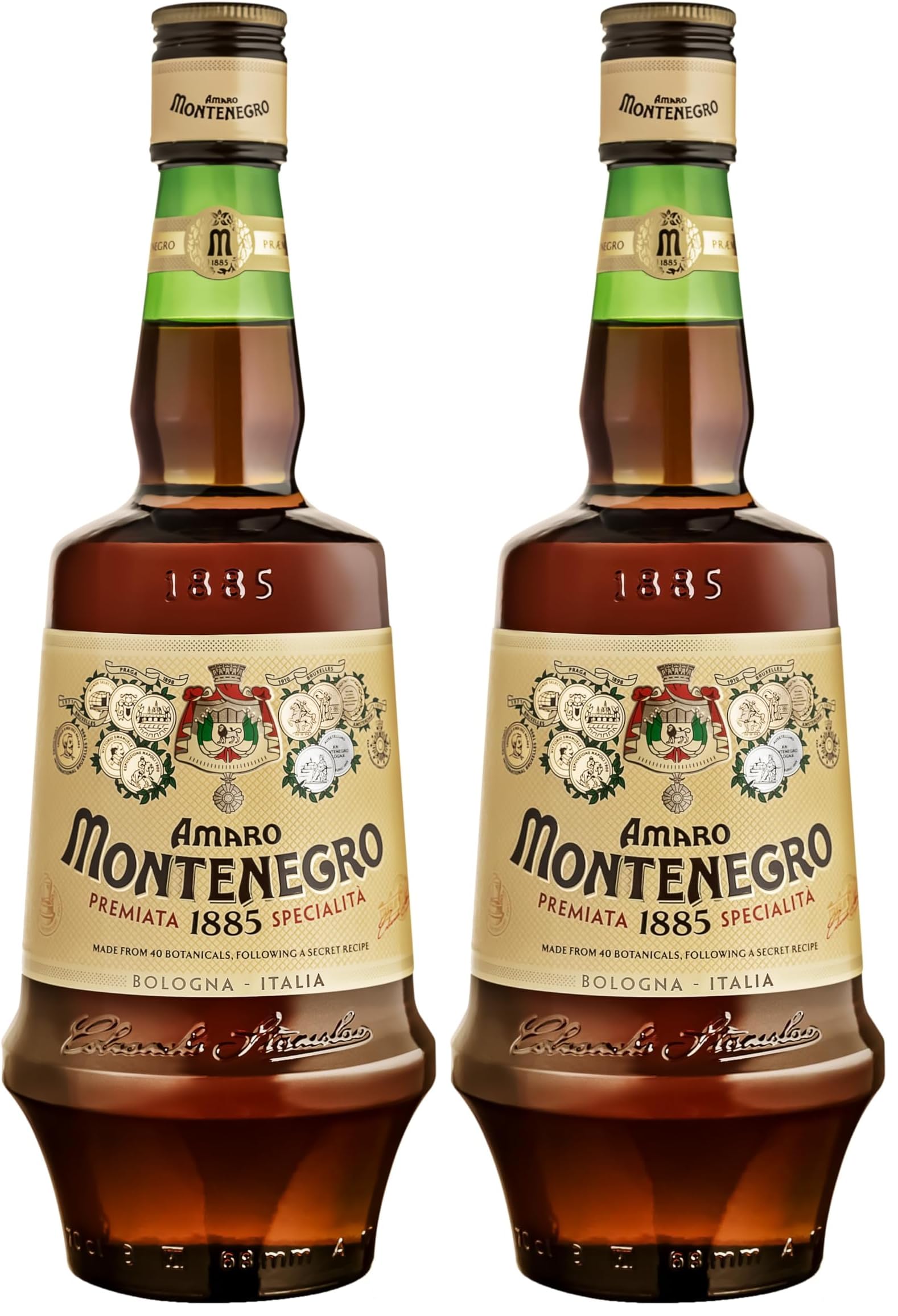 Amaro Montenegro 70cl - Liqueur digestive obtenue à partir de 40 herbes aromatiques. 23% vol. (Lot de 2)