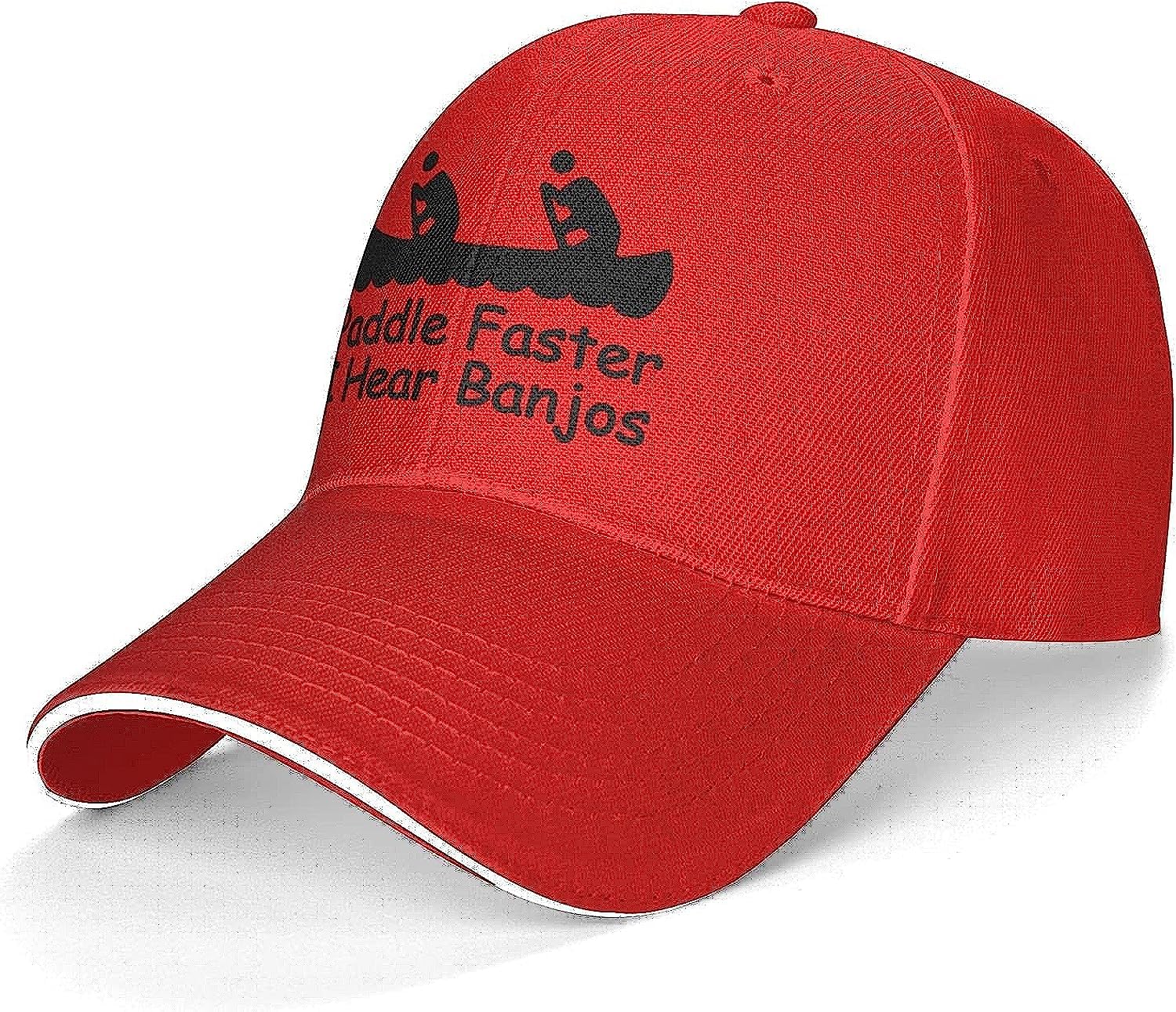 Plate Paddle Faster I Hear Banjo Women Adjustable Baseball Caps for Outdoor/Indoor Sports Sun Hat Red