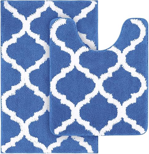 OLANLY Juego de 2 alfombras de baño, alfombra de ducha de baño de microfibra y alfombra para inodoro en forma de U, lavable a máquina, Beige,Negro