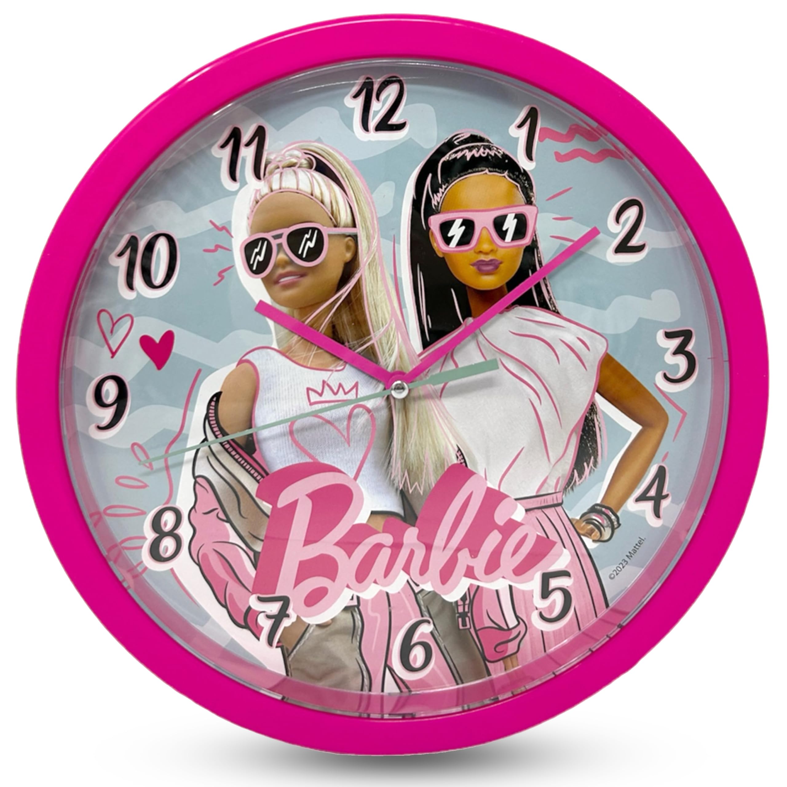Hovuk Girls Barbie Doll Wall Clock For Bedroom 25Cm - Analog Hanging Clock, Time Teacher Battery Operated Round Clock For 3+Years