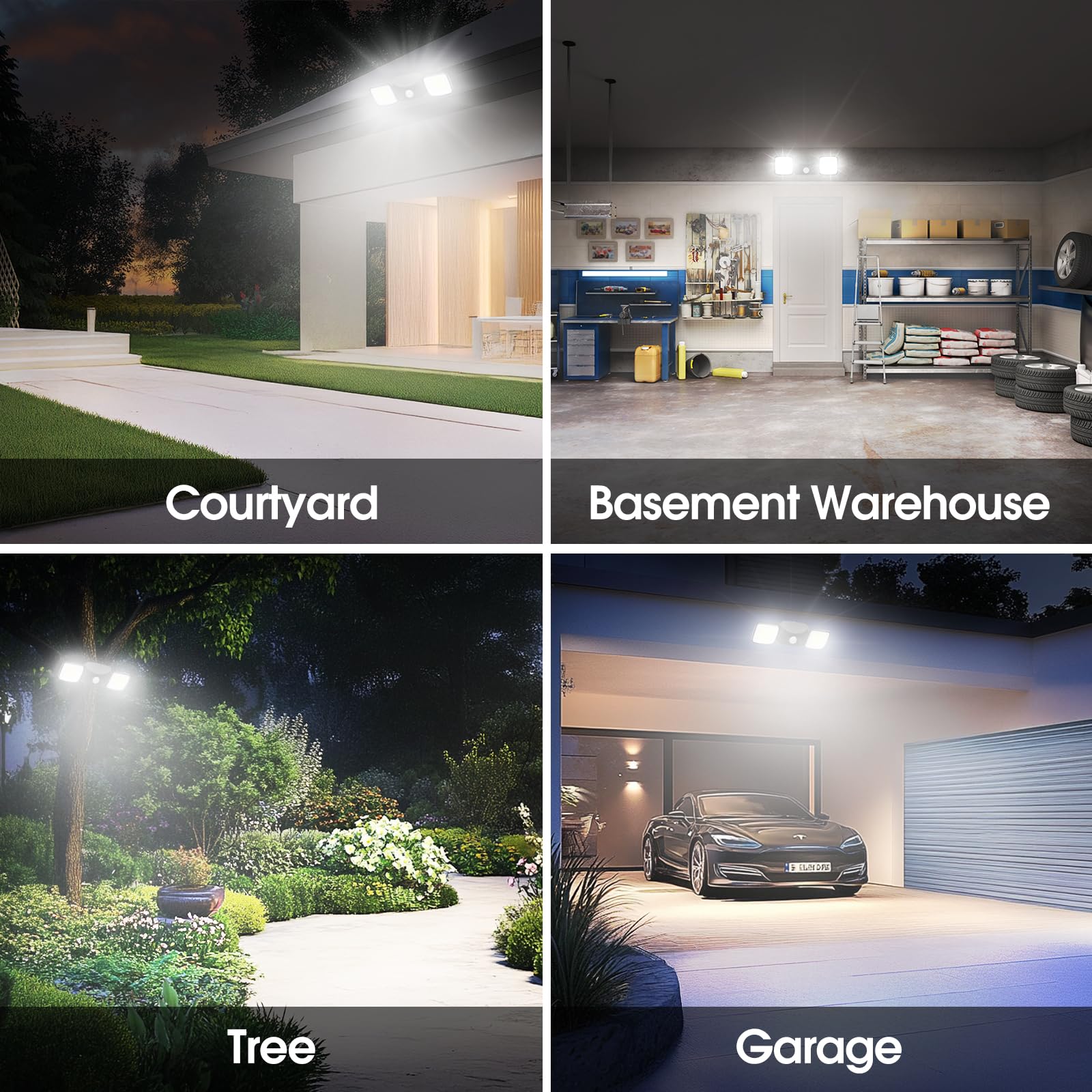 Wiederaufladbares kleines batteriebetriebenes Bewegungsmelder-Licht, 1500 lm und 3000 lm, hohe Helligkeitsmodi, USB-Aufladung, LED-Flutlicht für den Außenbereich, für Garage, Eingänge, Hof