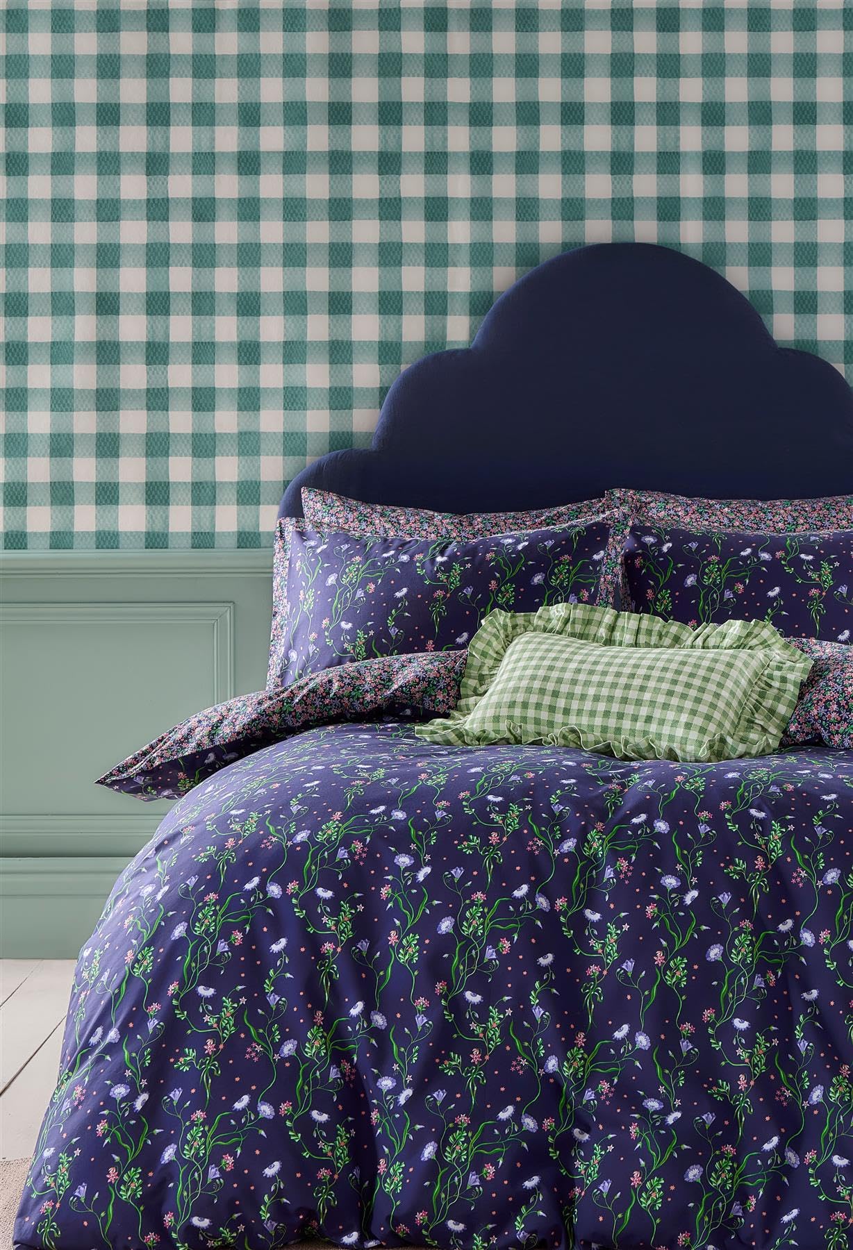 Cath Kidston Dolly Rose Duvet Cover Set - Navy - Double - 100% Cotton Percale