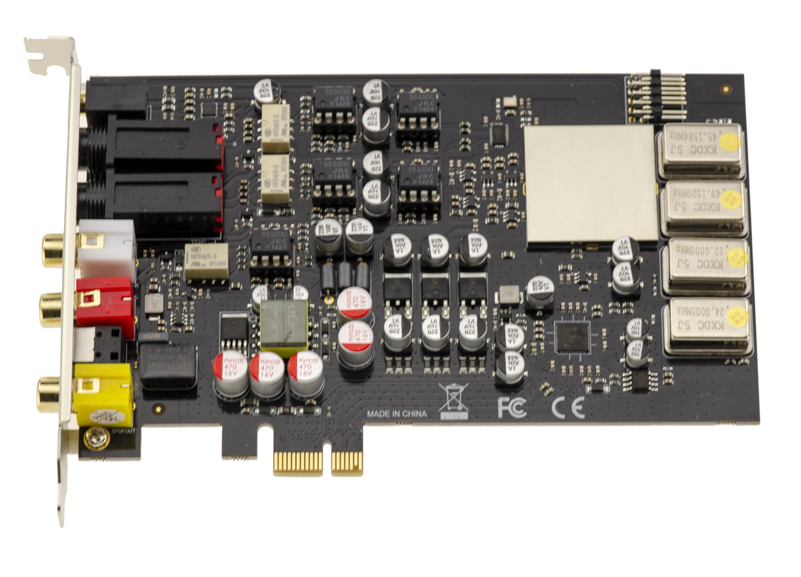 KALEA-INFORMATIQUE HiFi Pro PCI Express-Digital-Soundkarte Cmedia CM6635 mit DAC ESS9038Q2M Kopfhörerausgänge, Balance über 6,5-mm-Klinke, 2 x Cinch, 2 x digital über SPDIF und Cinch