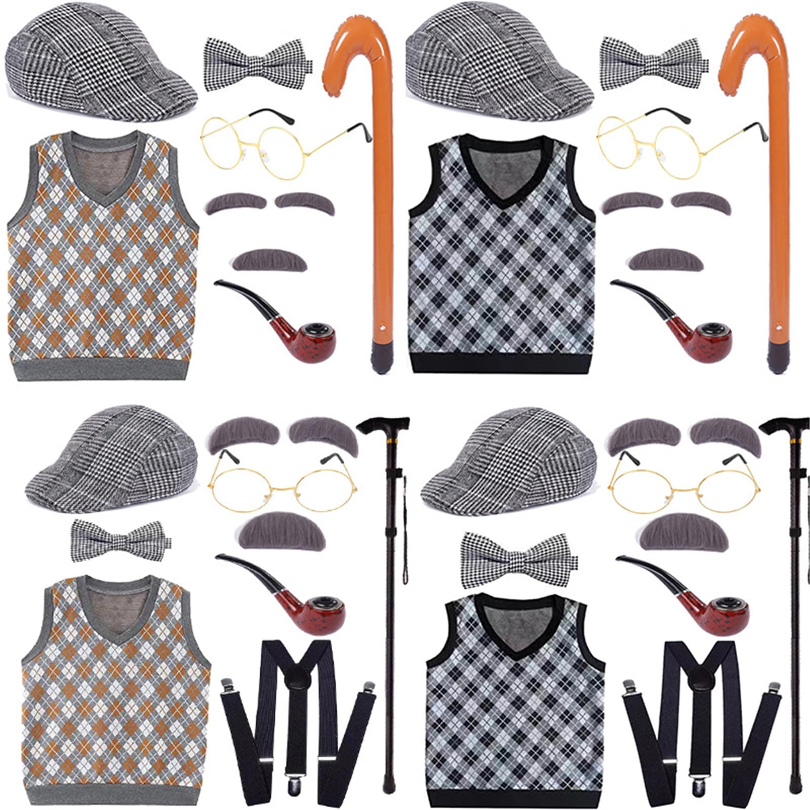 100 Days Of School Nonno Costume Per Cosplay Festa In Maschera Per Bambini Per Ragazzi Nonna Per Cosplay Vecchio, B, 130 cm