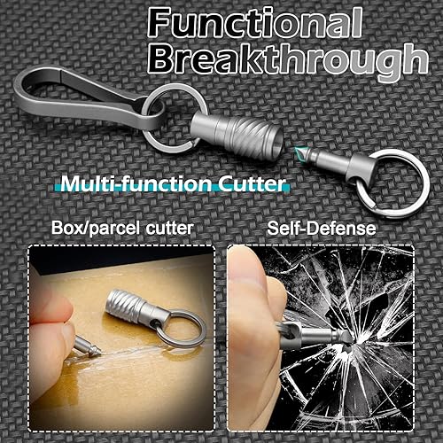 Miniatura 3 de PJYTAC Llavero de liberación rápida de titanio, kit de conector de llavero giratorio de doble extremo desmontable Clip de llave de coche resistente