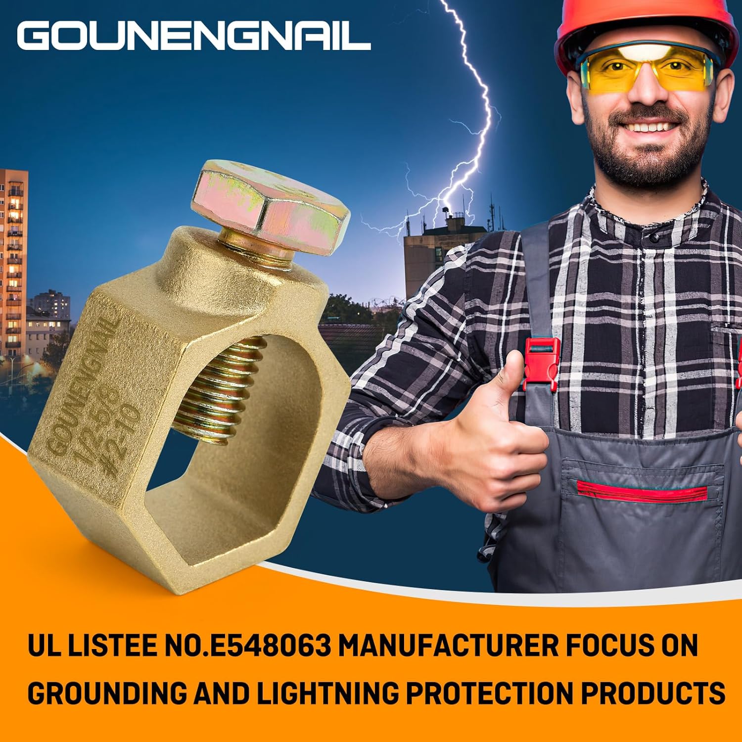 GOUNENGNAIL Copper Ground Rod Clamp, Great for 1/2”- 5/8’’ Grounding Rods(25PCS Copper Clamp)