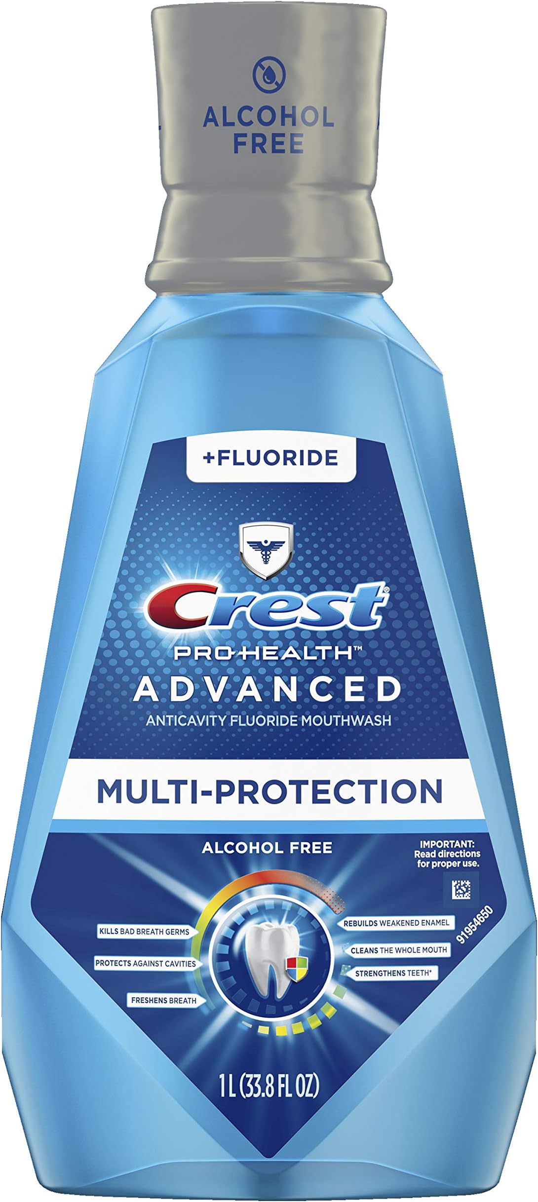 Crest Pro-Health Advanced Alcohol Free Fluoride Anticavity Extra Deep Clean Mouthwash Fresh Mint (Pack of 4)
