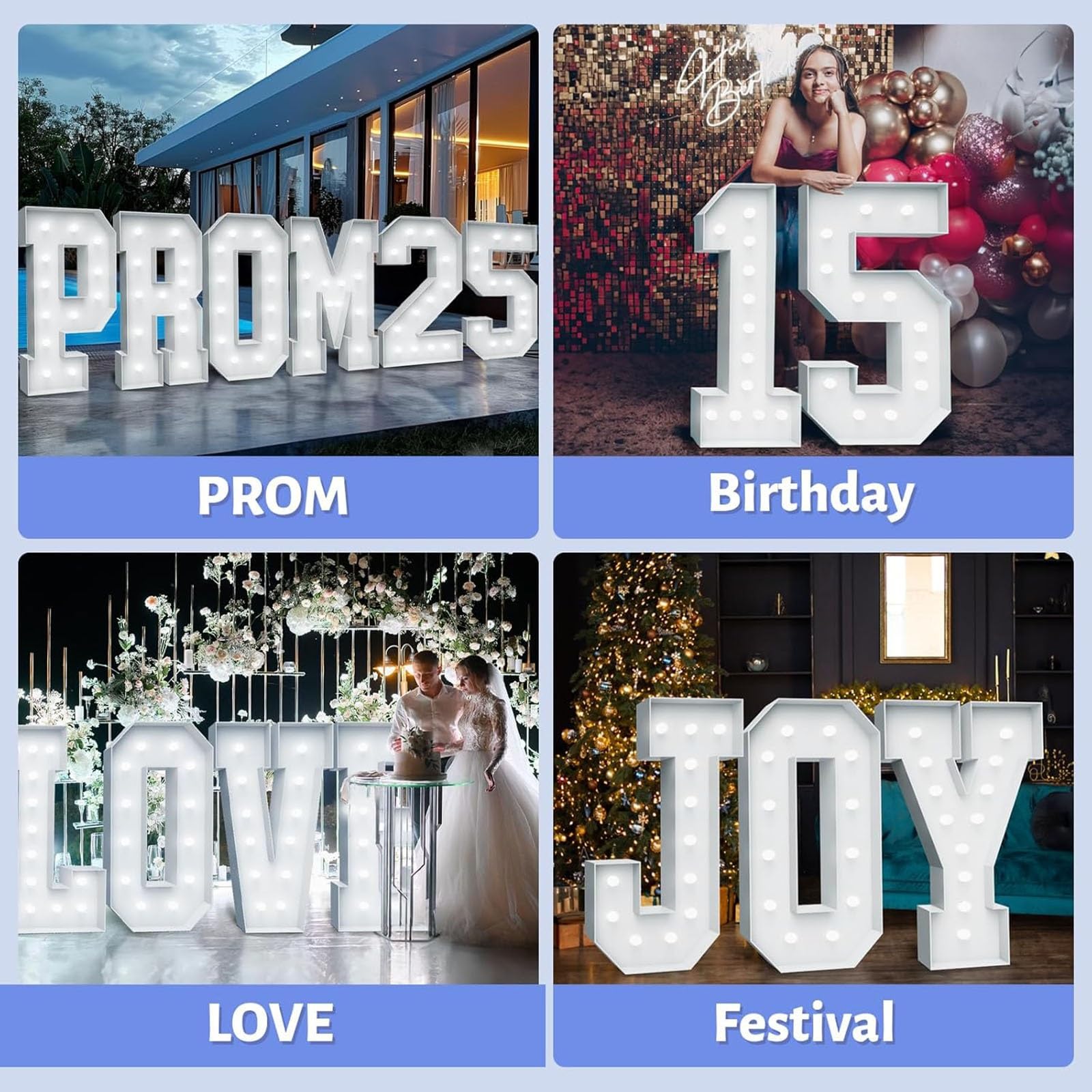70/100/120cm Marquee Letters Numbers Large Light Up Letters Baby Shower Decorations Wedding Engagement Proposal White Party Decorations Sign Big Cardboard Backdrop(Letter M,120cm/4FT)
