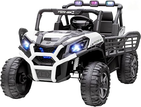 Qaba 24V 2 Seater Ride on Car Electric Off-Road UTV Truck Ages 3-8 White
