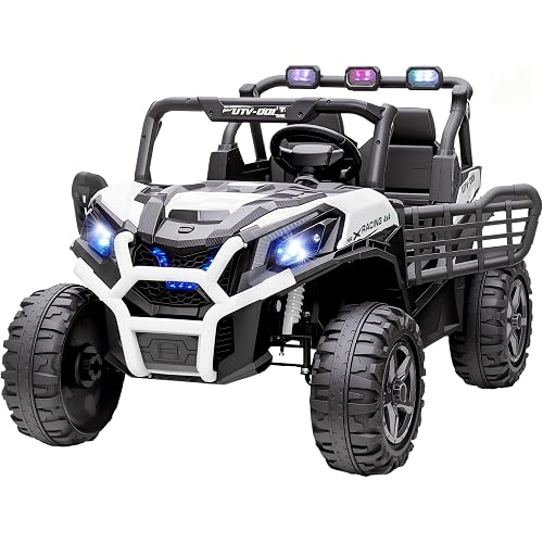 Qaba 24V 2 Seater Ride on Car Electric Off-Road UTV Truck Ages 3-8 White