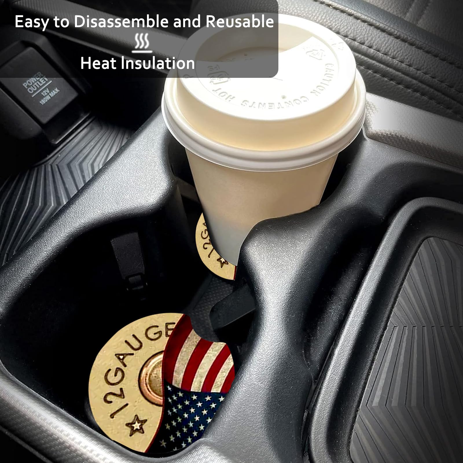 2 Pack Car Coasters for Cup Holders,Single Bullet Flag Car Coasters,2.75