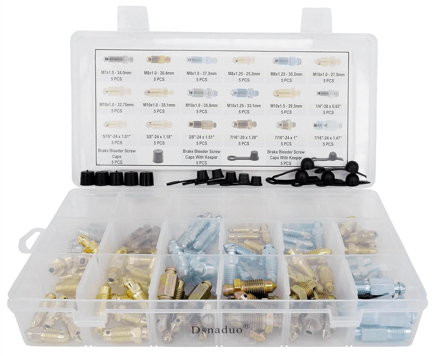 Dsnaduo 90 PCS 18 Types Brake Caliper & Wheel Cylinder Bleeder Screw