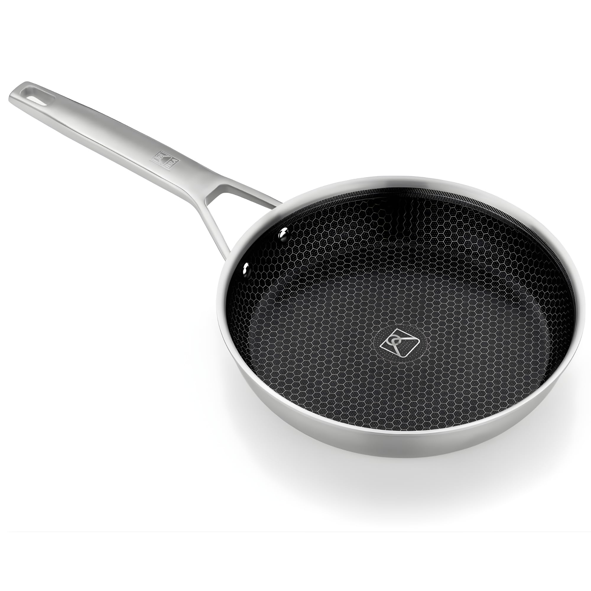 BRA Hybrid Cell | Sartén 26 cm, Acero Inoxidable con Antiadherente Cerámico, sin PFAS, Hybrid Technology con Celdas de Acero Inoxidable, Apto para todo tipo de Cocinas, Incluida Inducción