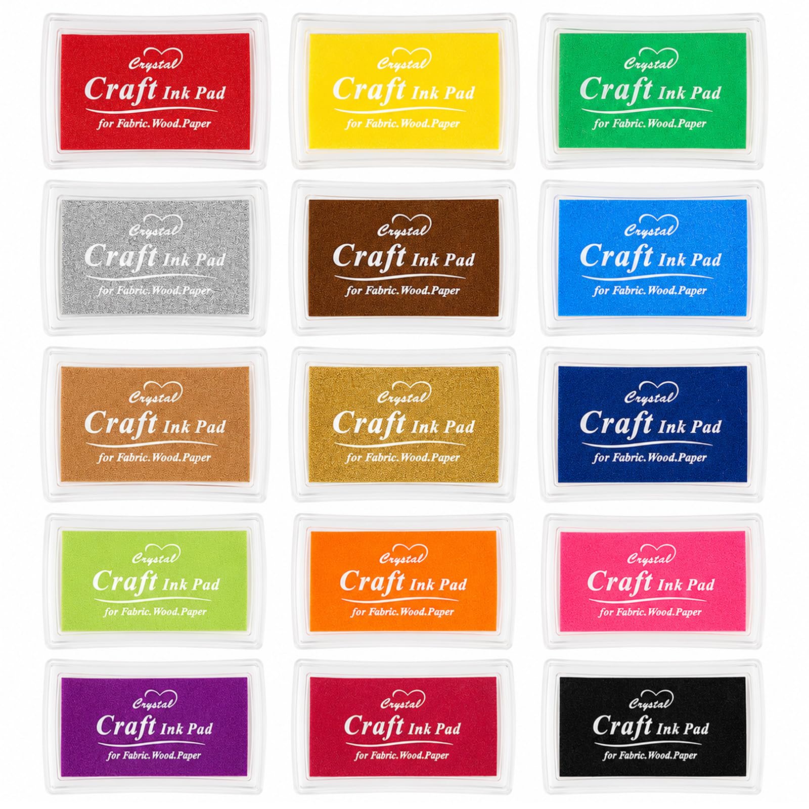 15 Pcs Ink Pads​ for Stamping, Stamp Ink Pads​ Set with 15 Colors, Non-Toxic Pad for Card Making, Scrapbooking, Fabric, Paper Craft, DIY Art