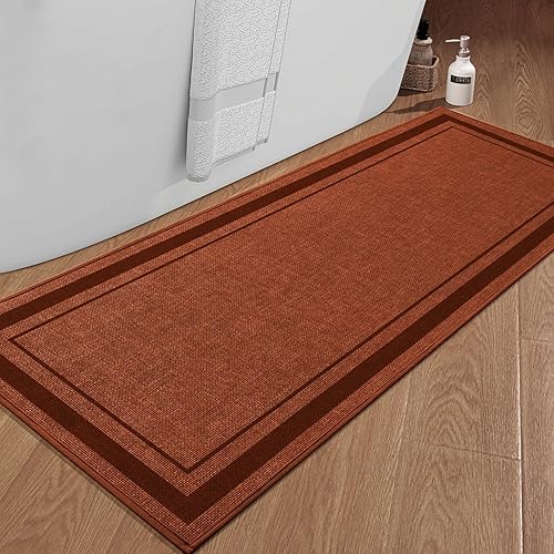 Miniatura 57 de chakme Juego de 2 alfombras de baño ultrafinas, absorbentes, antideslizantes, lavables a máquina, color beige oscuro, 17 x 24 pulgadas + tapete para