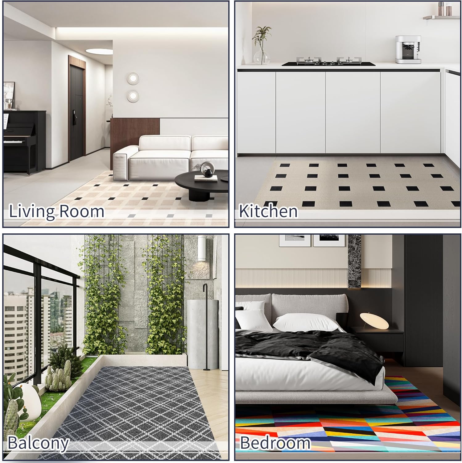 Carpet Tiles Peel and Stick, Squares Self Adhesive Carpet Floor Tile(15.75'' x 15.75''), Anti-Slip, Reusable, 0.38'' Thick, Carpets Easy Install DIY for Bedroom Living Room(12 Pcs)