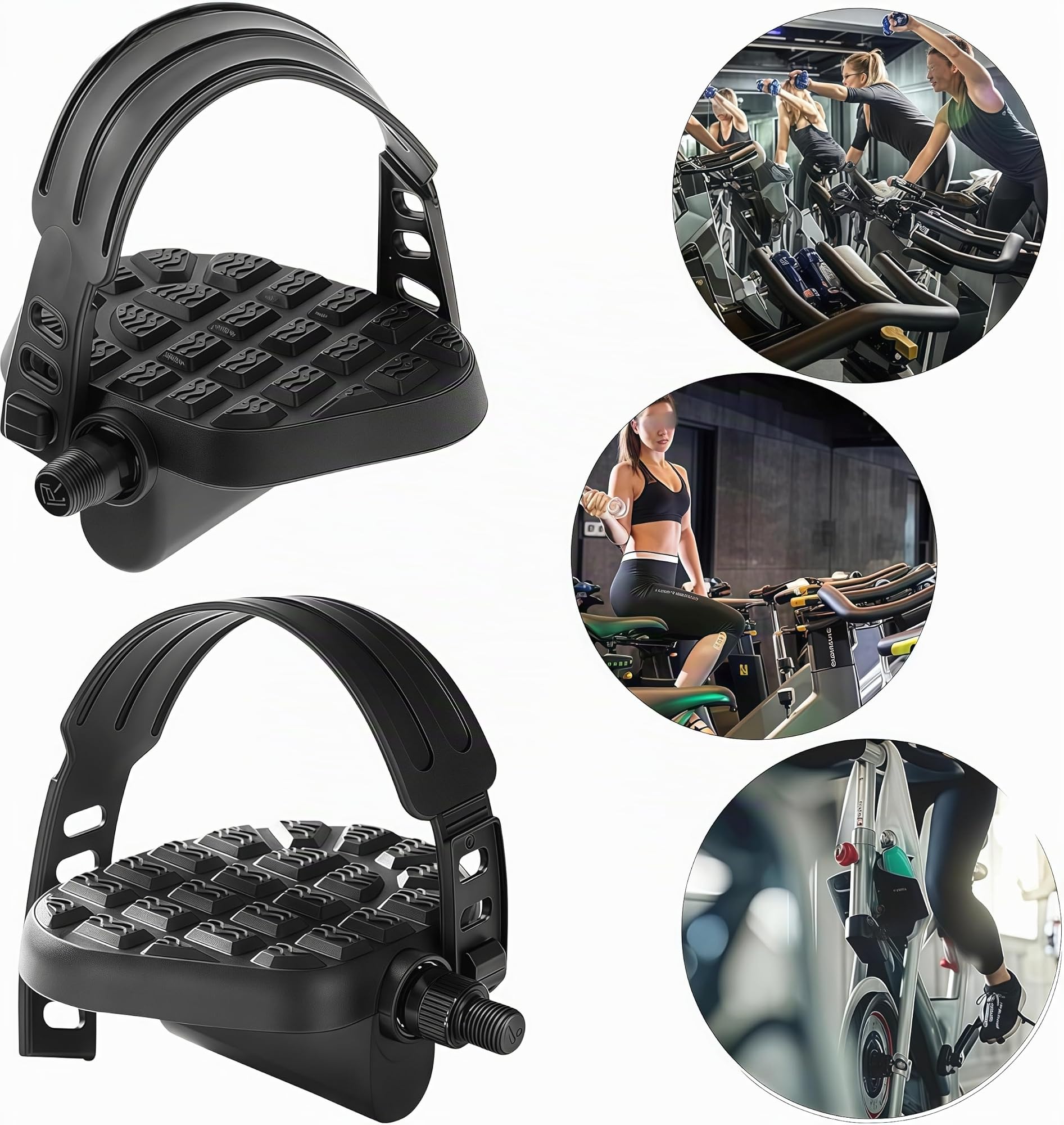 1 paio di pedali per cyclette,9/16" - 14mm Coppia Pedali, ricambio per bici da spinning con cinghia,parti di ricambio per esercizi, per bici da spinning e bici da corsa, bicicletta reclinata