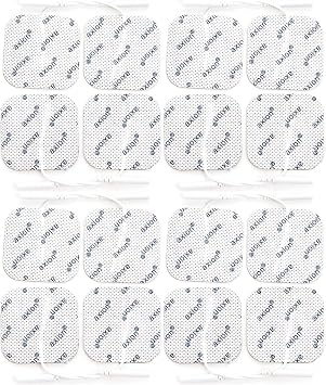 16 axion TENS Unit Electrode Pads 2x2 - Replacement Pads with 2mm Pin Connector Lead Wire for TENS Machines and Muscle Stimulators | Reusable Self-Adhesive | Excellent Adhesion and Conductivity