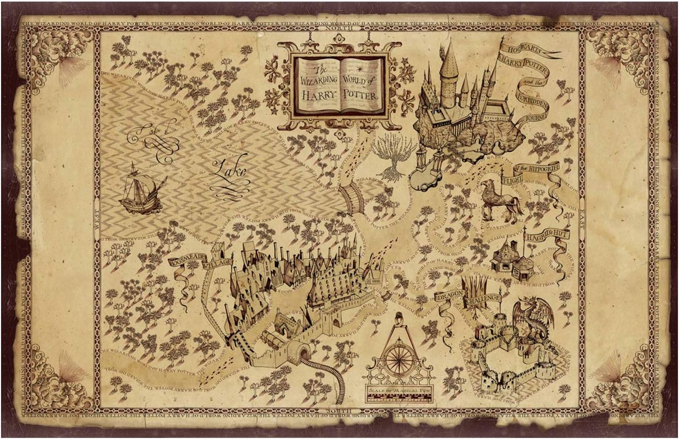 iMod Harry Potter Marauder's Map Poster On Silk Fabric 28x20 Inch Wall Decor Decals
