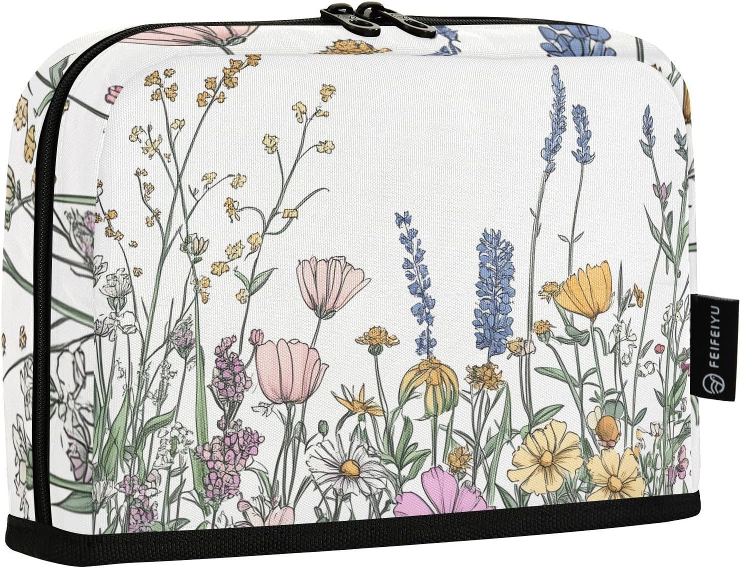 Standing Pencil Case - Vintage Wildflower Plants Herbs Pencil Bag Stationery Pouch, Portable Makeup Cosmetics Bag, Desk Organizer for School, Office, Students Teens Boys & Girls