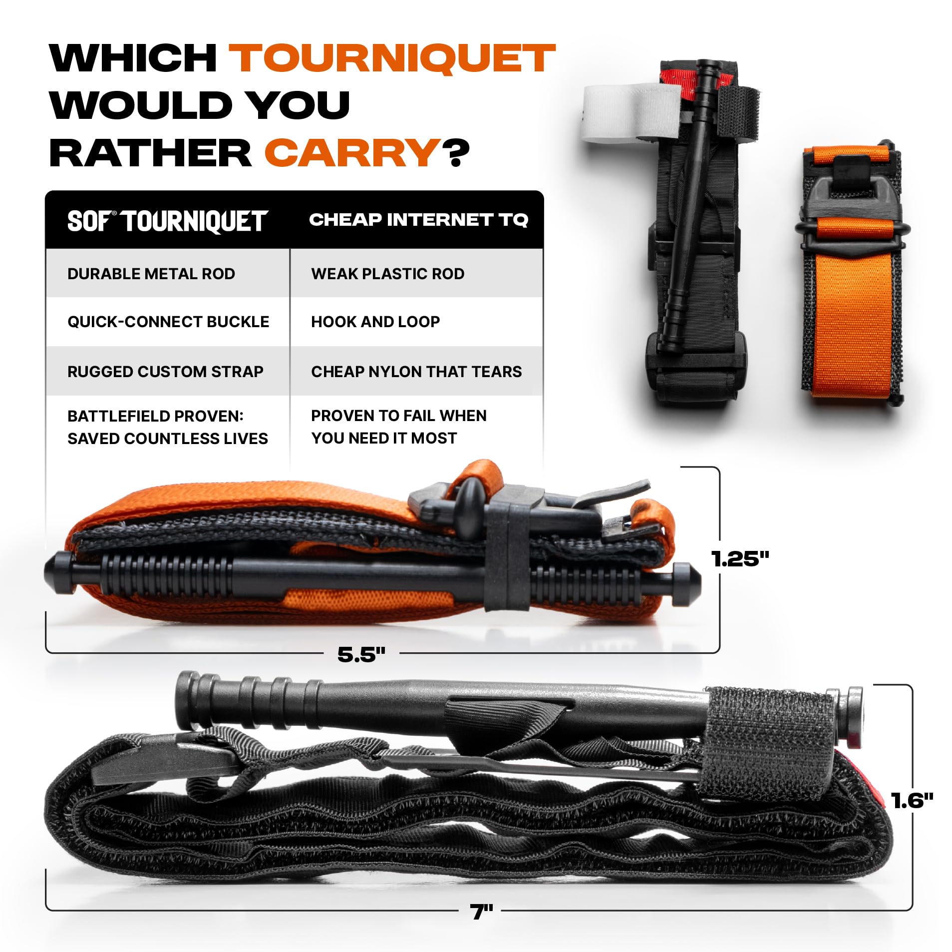 ¡Nuevo! Torniquete TacMed Sofft con verdadero ancho de 1.5 pulgadas, construido para la supervivencia (bronceado)