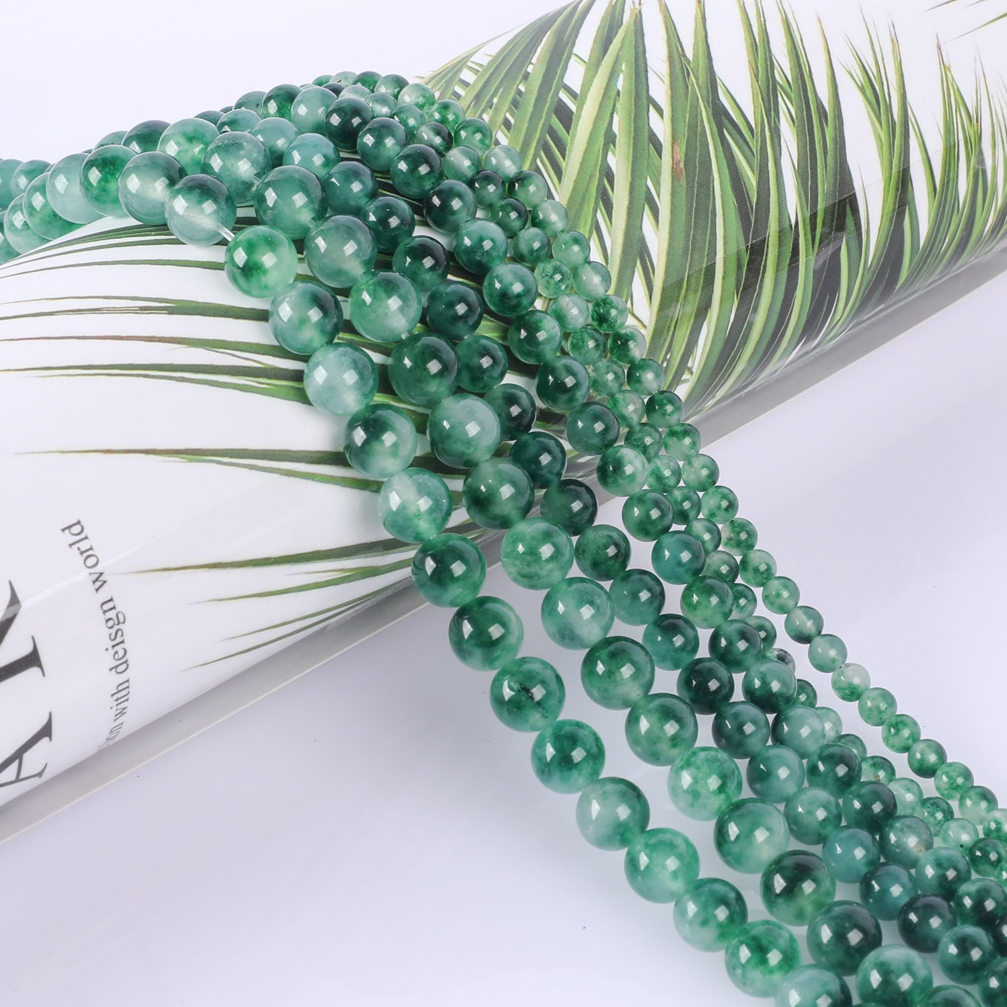 SOSMAR 90 Pcs 8mm Green Chalcedony Beads Natural Round Stone Beads Loose Gemstone Semi-Precious Gemstones for Jewelry Making Bracelet Necklace
