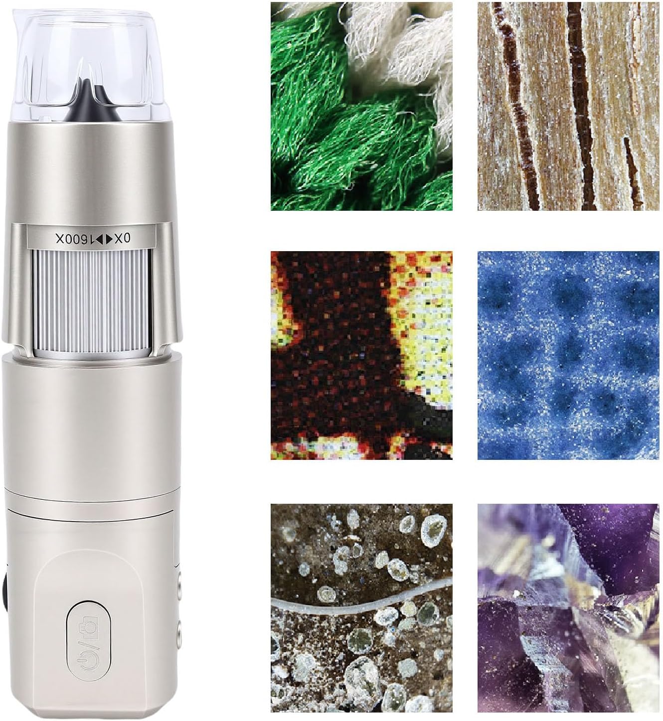 LICAEVEY Wireless WiFi Digital Microscope, 1600X Magnification Handheld USB Inspection Camera with 8 Adjustable LED Lights, Compatible with Smartphone Laptop PC