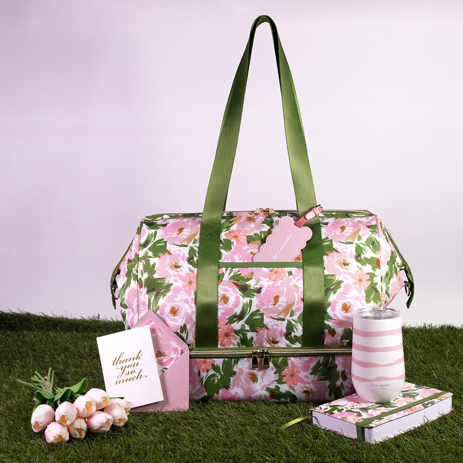 kate spade new york Large Capacity Insulated Cooler Tote Bag, Soft Sided Portable Beach Cooler with Shoulder Strap (Hidden Garden) - Image 6