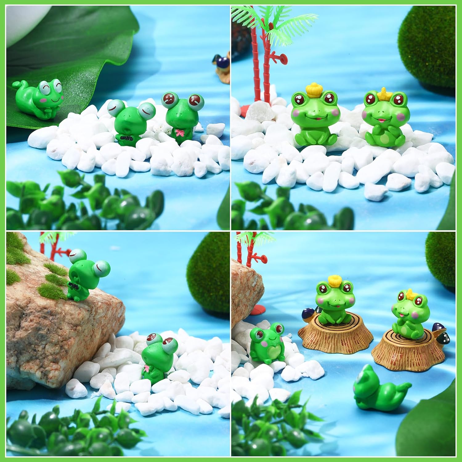 Halloscume 120 Pcs Mini Frogs Cute Frogs Miniature Figurines Tiny Frog Bulk Garden Ornaments Plastic Frog Party Decorations Animals Model Green Moss Landscape DIY Craft Home Supplies