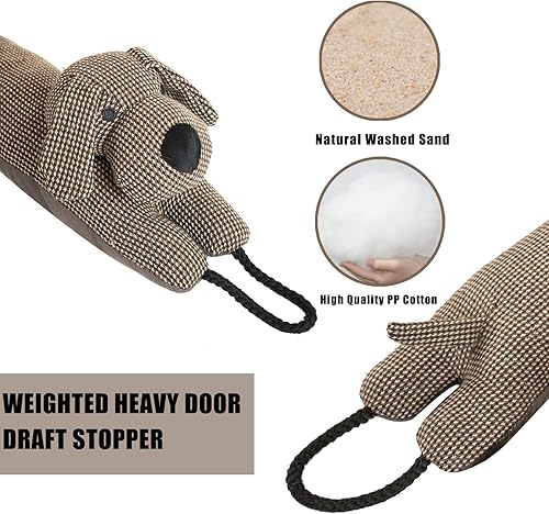 Miniatura 110 de Marwood Tope para debajo de la puerta, tapón de viento de 32 pulgadas para puerta y ventana, tapón de aire francés con peso para puerta delantera