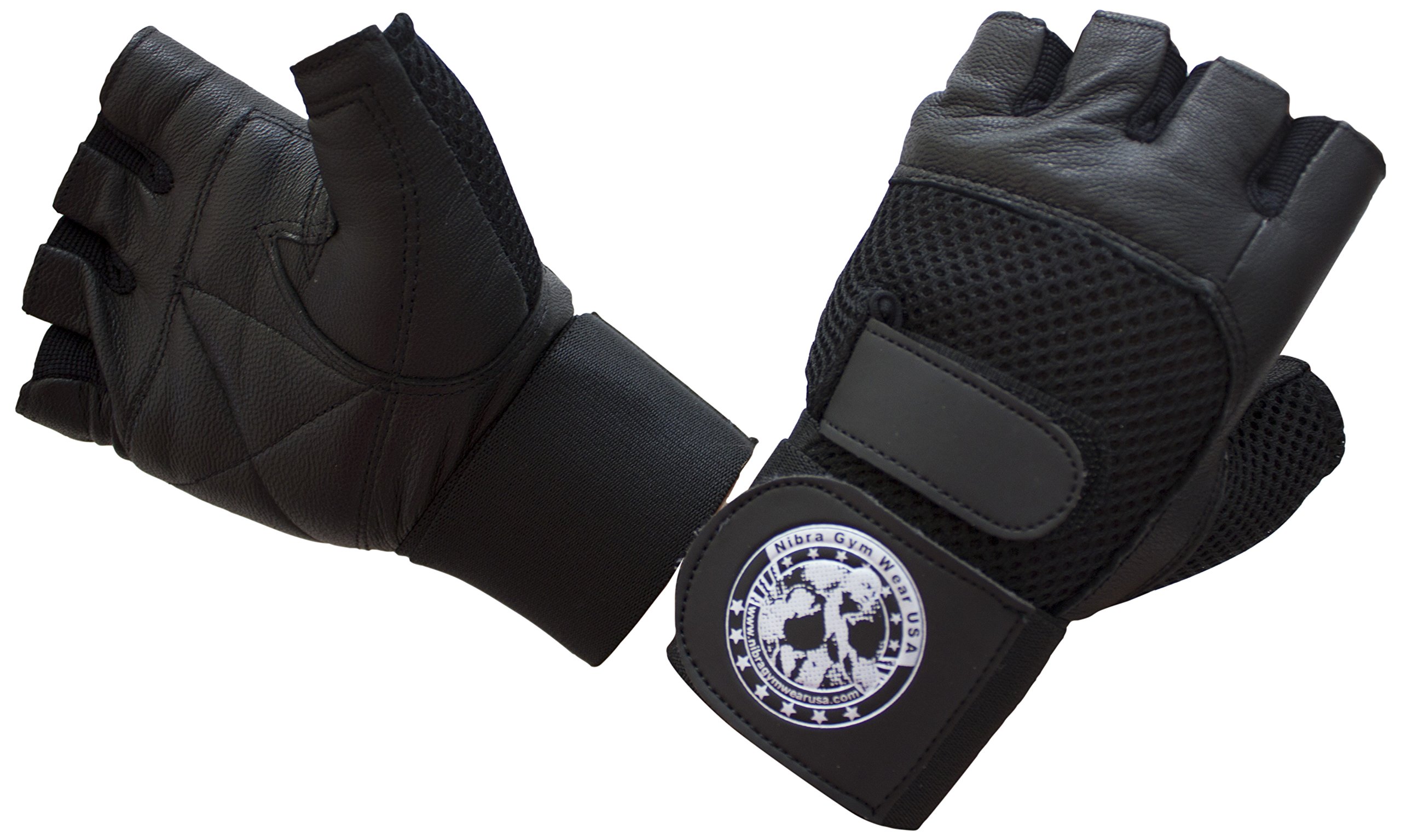 Nibra gimnasio desgaste EE. UU. Gimnasio Guantes Negro Con Muñequera para hombre y mujer, acolchado, entrenamiento, Crossfit, levantamiento de pesas, ciclismo.