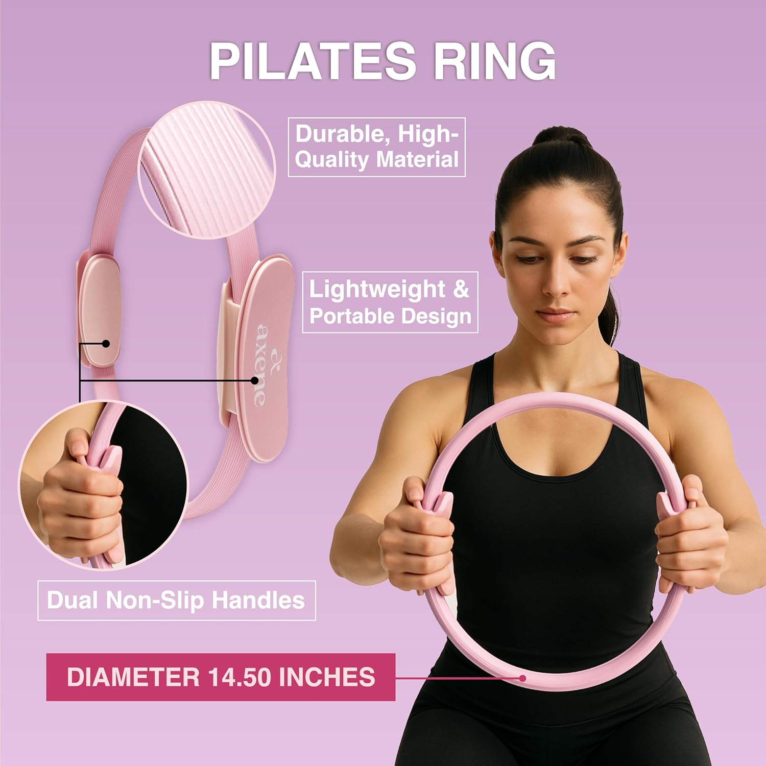 Axene at Home Pilates Kit - Pilates Ring and Ball Set - Pilates Essentials Kit for Women with Mini Ball, Resistance Bands, Exercise Guide & Bag - Kit de Pilates en Casa - Image 2