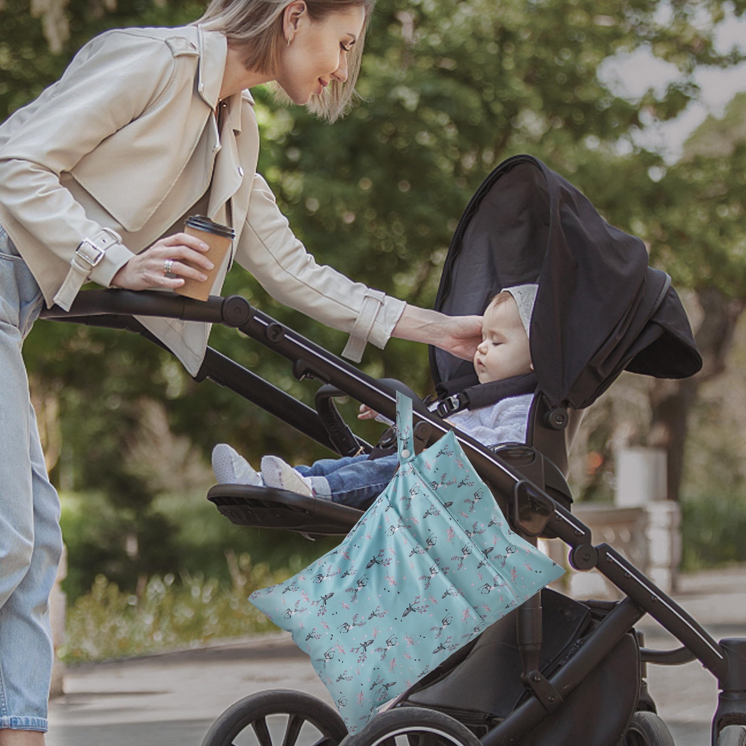2 Pcs Sacs Couches Lavables, Wetbag à Fermeture Eclair