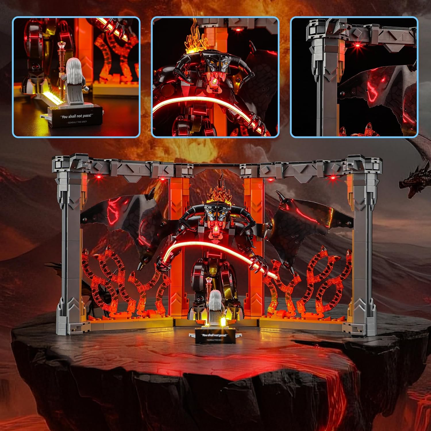 YEABRICKS LED Light for Lego-10367 Icons The Lord of The Rings: Balrog Book Nook Building Blocks Model (Lego Set NOT Included)